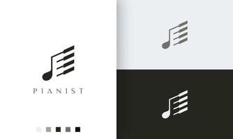 logo ou icône de joueur de piano simple et moderne vecteur