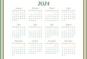 calendrier 2024 an. la semaine départs sur lundi. conception pour planificateur, impression, papeterie, organisateur. vecteur