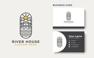 River house lineart modèle de logo isolé sur fond blanc vecteur