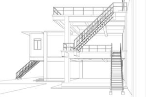 3d illustration de industriel bâtiment vecteur