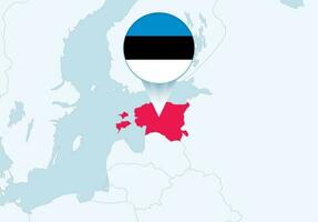 L'Europe  avec choisi Estonie carte et Estonie drapeau icône. vecteur