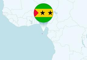 Afrique avec choisi sao tome et principe carte et sao tome et principe drapeau icône. vecteur