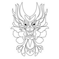 dragon tête contour. griffonnage dragon visage masque isolé sur blanc Contexte. vecteur illustration. symbole 2024