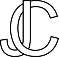 logo signe jc cj icône signe entrelacé des lettres c j vecteur