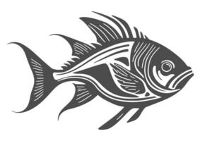 poisson main tiré vecteur illustration pour logotype ou emblème