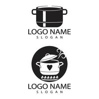 modèle et symbole de vecteur de logo d'icône de casserole