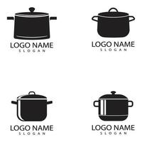 modèle et symbole de vecteur de logo d'icône de casserole