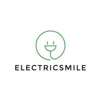 illustration moderne abstrait La technologie prise de courant électrique avec sourire visage concept logo conception modèle vecteur