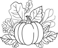 l'automne citrouilles et feuilles dessin animé vecteur illustration graphique conception éléments pour coloration livre et page, Bonjour tomber coloration pages