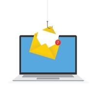 phishing de données piratage escroquerie en ligne concept pêche par e-mail vecteur