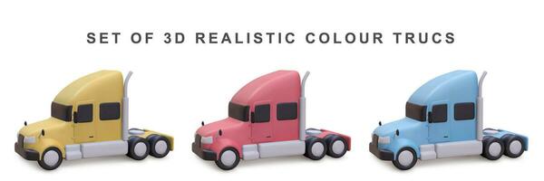 3d réaliste ensemble camions sur blanc Contexte. vecteur illustration.