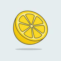 moitié de Frais citron dessin animé vecteur illustration. citron plat icône contour