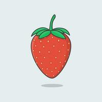 fraise fruit dessin animé vecteur illustration. Frais fraise fruit plat icône contour
