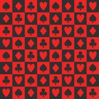 poker modèle, sans couture vecteur casino Contexte avec carte combinaisons, clubs, cœurs, piques et diamants avec noir et rouge chèques