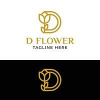 luxe lettre ré avec Rose tulipe fleur logo conception vecteur