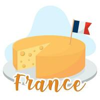 isolé rond fromage avec français drapeau France concept vecteur