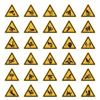 Étiquettes de symboles de danger d'avertissement triangulaires sur fond blanc vecteur