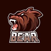 modèle de logo de mascotte de jeu d'ours esport vecteur