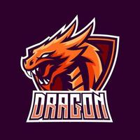 modèle de logo de mascotte de jeu dragon esport vecteur