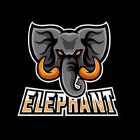 modèle de logo de mascotte de jeu esport éléphant vecteur