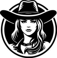 cow-girl - noir et blanc isolé icône - vecteur illustration