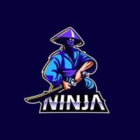 conception de vecteur icône logo mascotte ninja