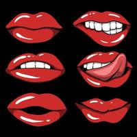 lèvres rouges sexy mis illustration vectorielle vecteur