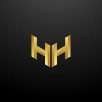 hh logo monogramme lettre initiales modèle de conception avec texture or 3d vecteur