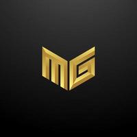 modèle de conception d'initiales de lettre de monogramme de logo mg avec la texture 3d d'or vecteur