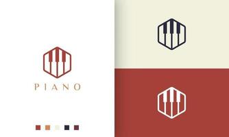 logo ou icône de piano hexagonal dans un style minimaliste et moderne vecteur