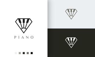 logo ou icône de piano simple et moderne en forme de losange vecteur