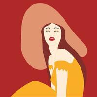 assise fille dans une chapeau. mode illustration.vecteur illustration dans minimaliste style pour affiches, couverture art, prospectus, bannière. vecteur