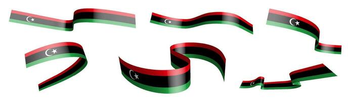 ensemble de vacances rubans. Libye drapeau agitant dans vent. séparation dans inférieur et plus haut couches. conception élément. vecteur sur blanc Contexte
