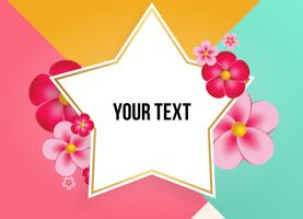 Zone de texte avec de belles fleurs colorées. Illustration vectorielle vecteur