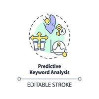 modifiable prédictif mot-clé une analyse icône concept, isolé vecteur, ai pour seo mince ligne illustration. vecteur