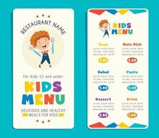 modèle de menu de repas pour enfants colorés mignons vecteur