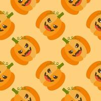 mignonne Orange citrouille d'Halloween Halloween citrouilles sans couture modèle vecteur