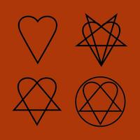 cœur pentacle inversé heartagramme signe symbole de l'amour et haine pentacle et rituel cercle emblèmes et sceau occulte vecteur