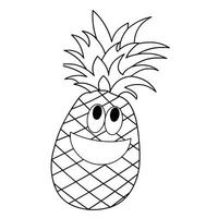 marrant fruit personnages. de bonne humeur nourriture émoji. dessin animé vecteur illustration. ananas, vert papaye, mangue, fraise, rouge pomme, Jaune banane, orange, bleu raisin, pastèque, cerise