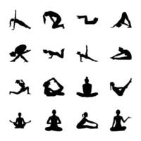 pack de yoga solide vecteur pictogrammes