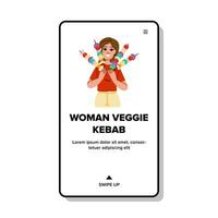 cuisinier femme végétarien kebab vecteur