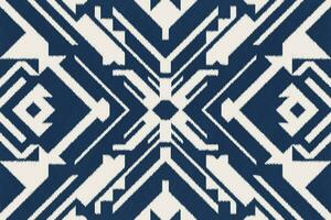 ikat modèle, illustration conception pour texture ou en tissu imprimer. indigo modèle, bleu arrière-plan, coloré modèle, diamant modèle. vecteur