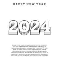 2024 content Nouveau an. modèle avec noir et blanc lettre logo pour calendrier, affiche, prospectus, bannière. vecteur