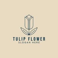 tulipe fleur ligne art logo minimaliste modèle icône vecteur illustration conception