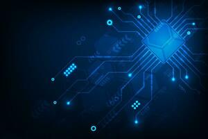 vecteur futuriste puce électronique CPU circuit planche bleu lumière La technologie Contexte.