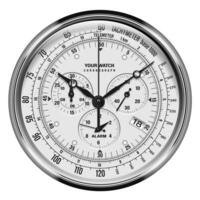 réaliste regarder l'horloge chronographe argent visage tableau de bord noir sur blanc conception classique luxe vecteur