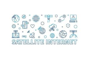 Satellite l'Internet vecteur contour Créatif horizontal bannière. sans fil Satellite Les données transmission illustration