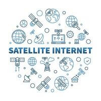 Satellite l'Internet vecteur concept ligne rond bannière - La technologie bleu illustration