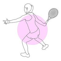 ligne art de tennis joueur vecteur illustration esquisser main tiré isolé sur blanc Contexte