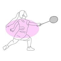 ligne art de badminton joueur vecteur illustration esquisser main tiré isolé sur blanc Contexte